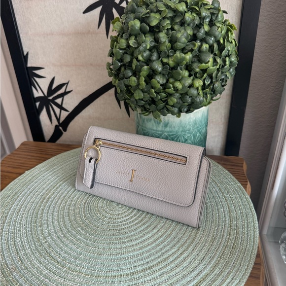 Jasper Conran Light Gray Pebble Leather Wallet euc - Picture 4 of 16